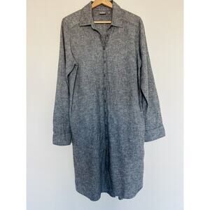 SOHO Street New York & Co Gray Linen Blend Shirt Dress Sz M Minimalist Lagenlook
